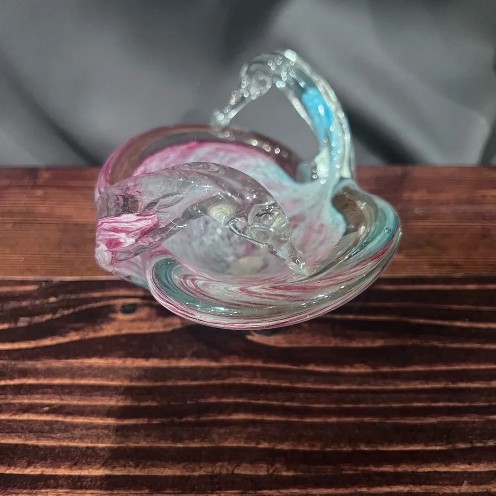 Murano Made in Italy Handblown Glass Swan Shaped Figure &‎ Bowl.